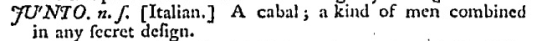 Junto in Johnson's Dictionary, 2e (1755)