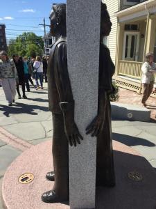 Side view of the African Burying Ground Memorial.