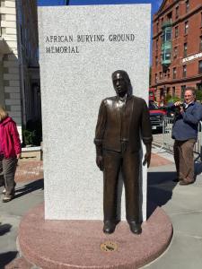 The monument at the entrance to the Memorial Park.  Designed by sculptor Jerome Meadows.