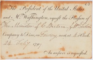 Invitation from the President of the United States to Robert and Henrietta Liston, 1797 (NLS shelfmark: MS.5590 f. 43)